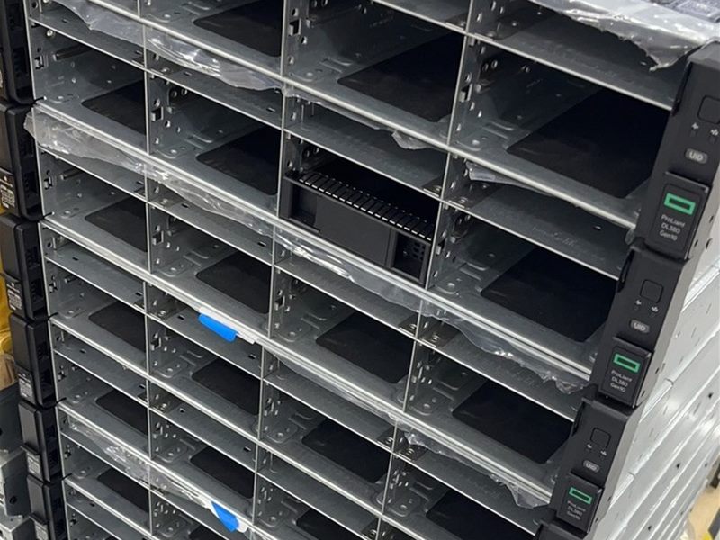 Stack of refurbished HPE ProLiant DL380 Gen10 rack servers